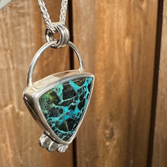 Silver Muse Nacozari Turquoise Trillion Pendant with Star - Picture 3 of 11